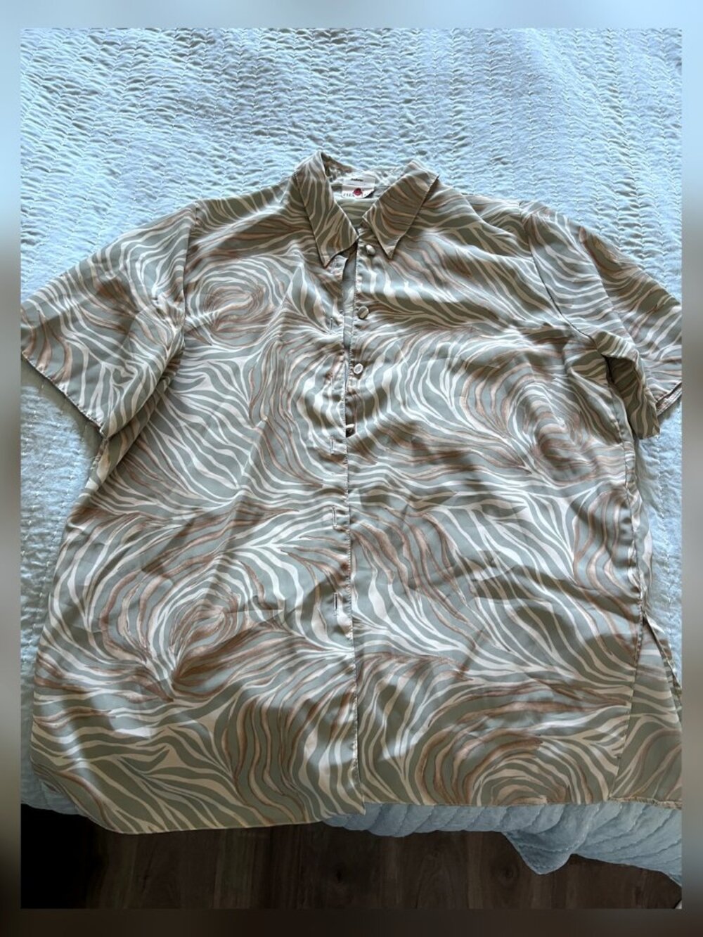 Park Lane Vintage Sage Zebra Print Blouse UK 16 EU 42